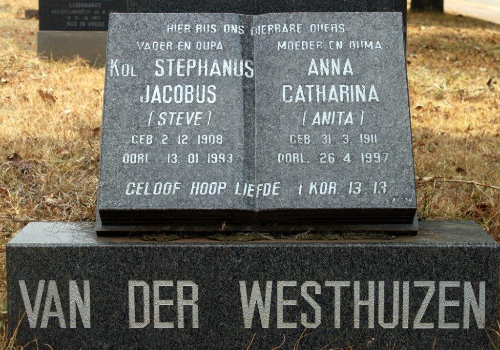 WESTHUIZEN Stephanus Jacobus, van der 1908-1993 &amp; Anna Catharina KRUGER 1911-1997