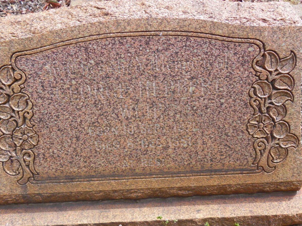 WEIR George Herbert 1871-1951 &amp; Isobel Mary -1967