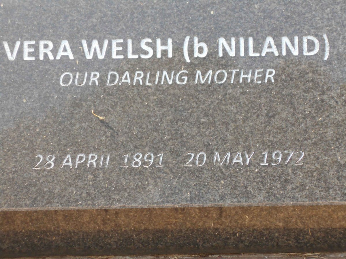 WELSH Vera nee NILAND 1891-1972