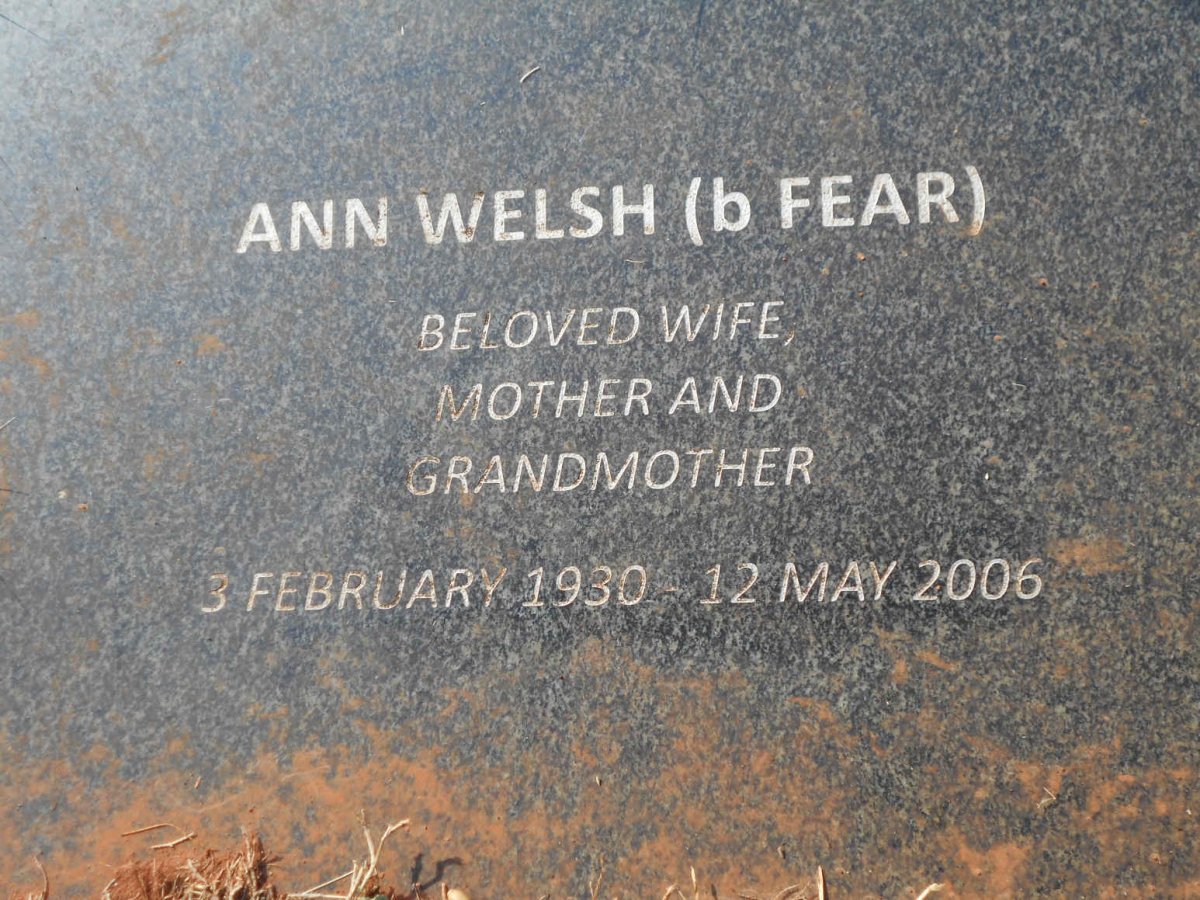 WELSH Ann nee FEAR 1930-2006