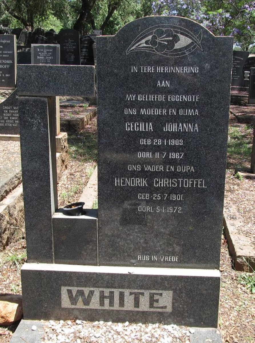 WHITE Hendrik Christoffel 1901-1972 &amp; Cecilia Johanna 1903-1967