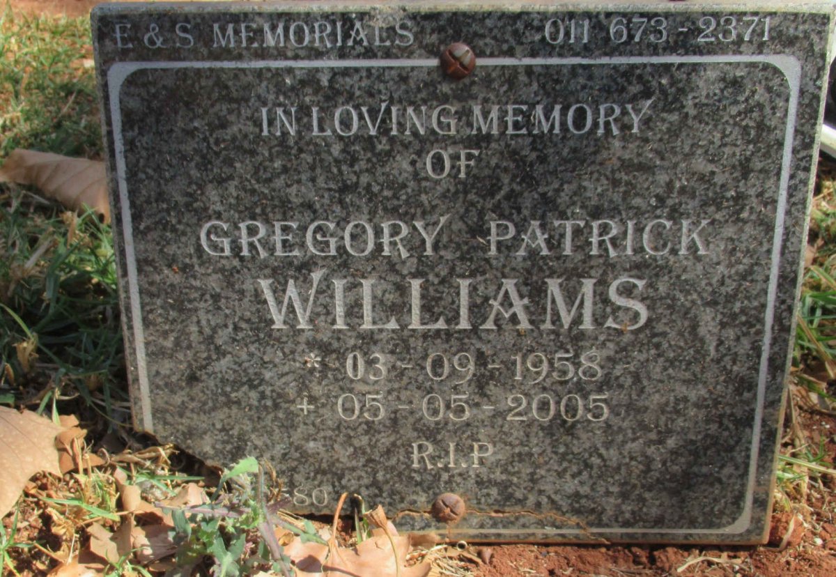 WILLIAMS Gregory Patrick 1958-2005
