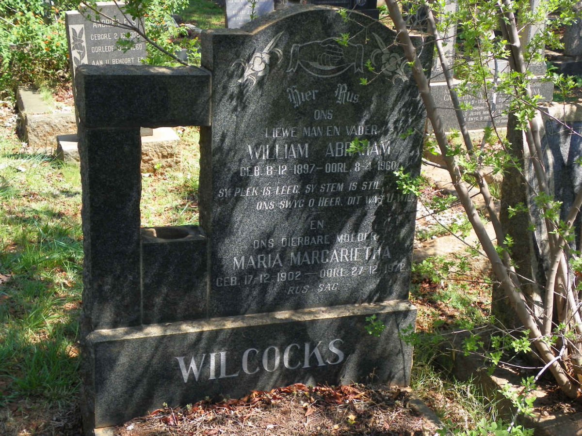 WILCOCKS William Abraham 1897-1960 &amp; Maria Margarietha 1902-1972