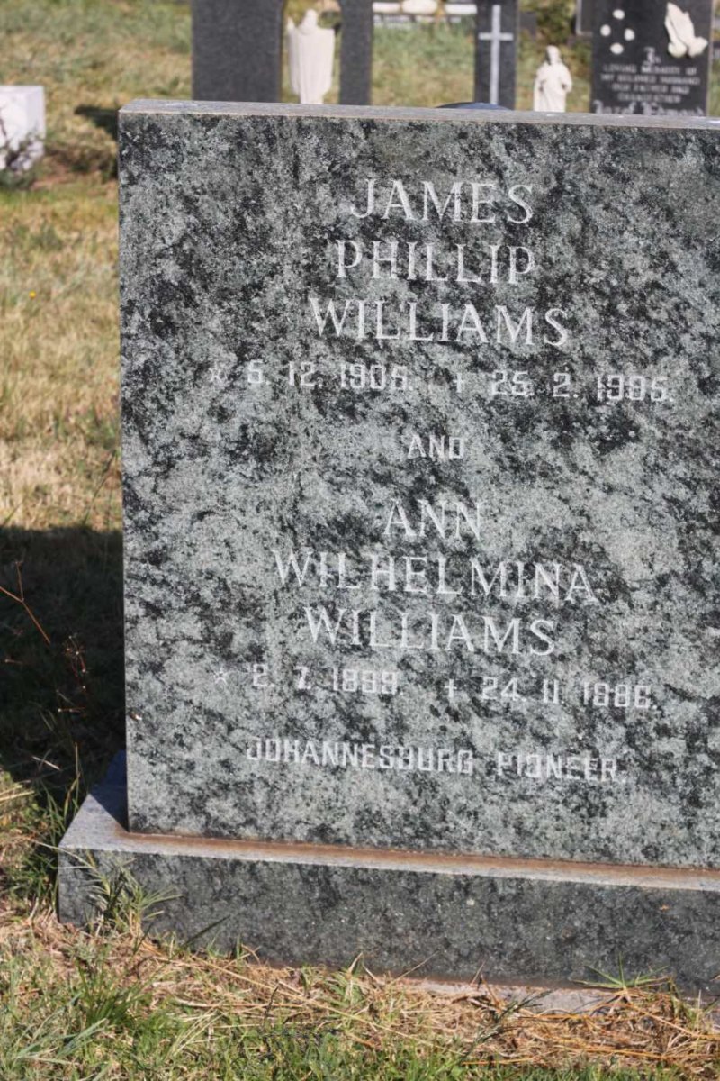 WILLIAMS James Phillip 1905-1985 &amp; Ann Wilhelmina 1899-1986