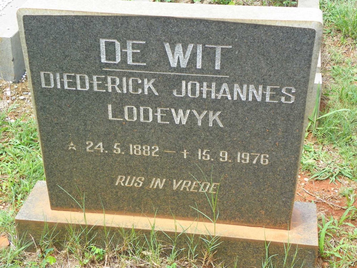WIT Diederick Johannes Lodewyk, de 1882-1976