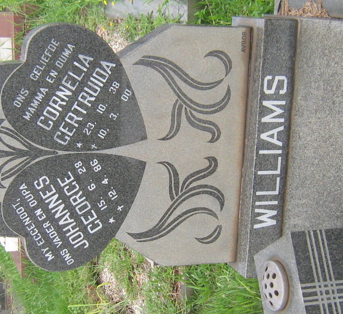WILLIAMS Johannes George 1928-1986 &amp; Cornelia Gertruida 1938-2000