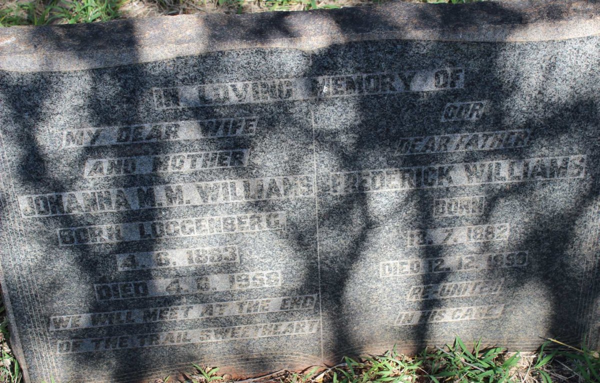 WILLIAMS Frederick 1882-1959 &amp; Johanna M.M. LOGGENBERG 1883-1958