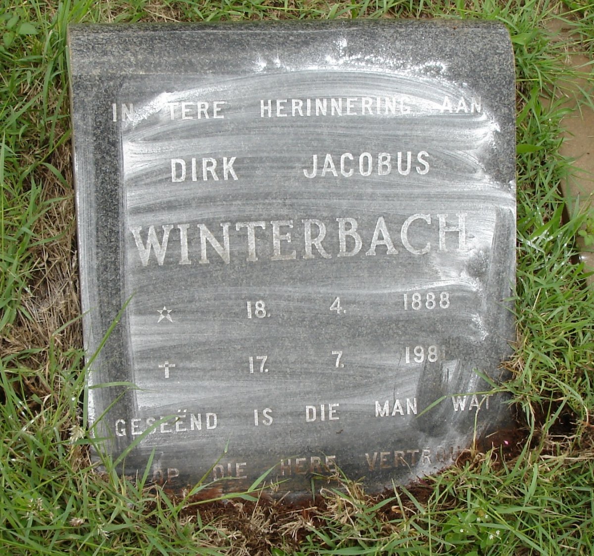 WINTERBACH Dirk Jacobus 1888-1981