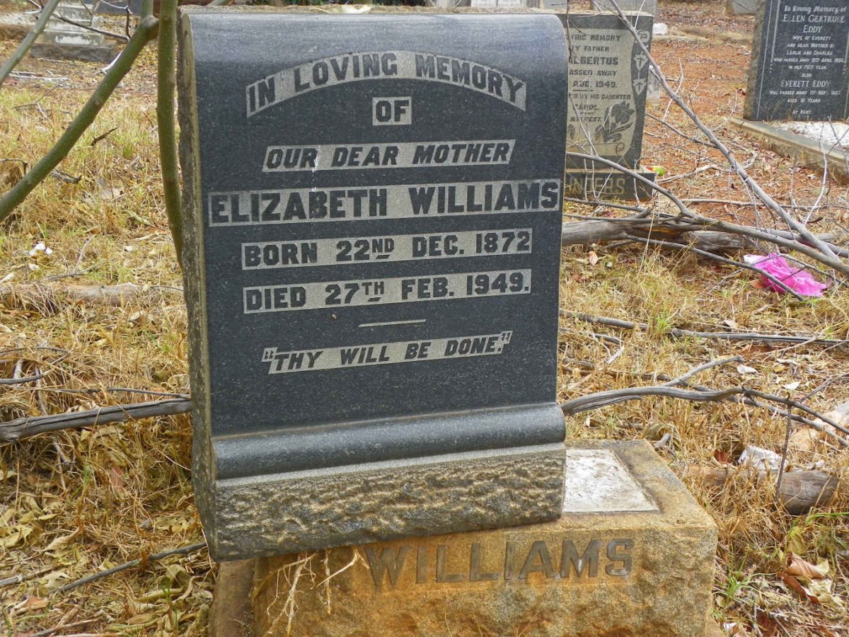 WILLIAMS Elizabeth 1872-1949