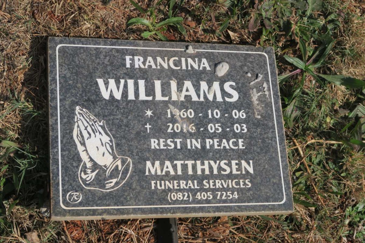 WILLIAMS Francina 1960-2016