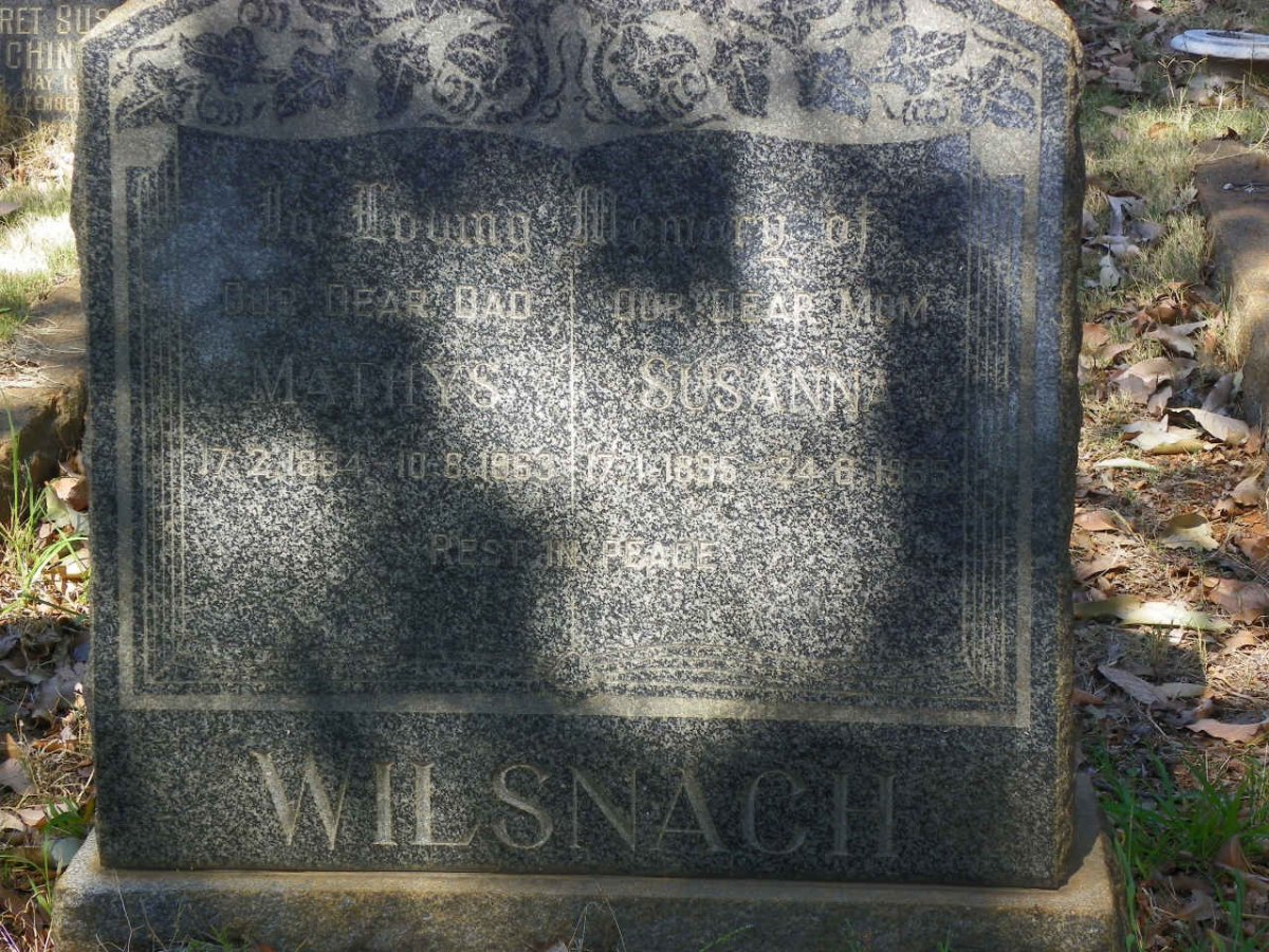 WILSNACH Mathys 1884-1963 &amp; Susanna 1895-1955