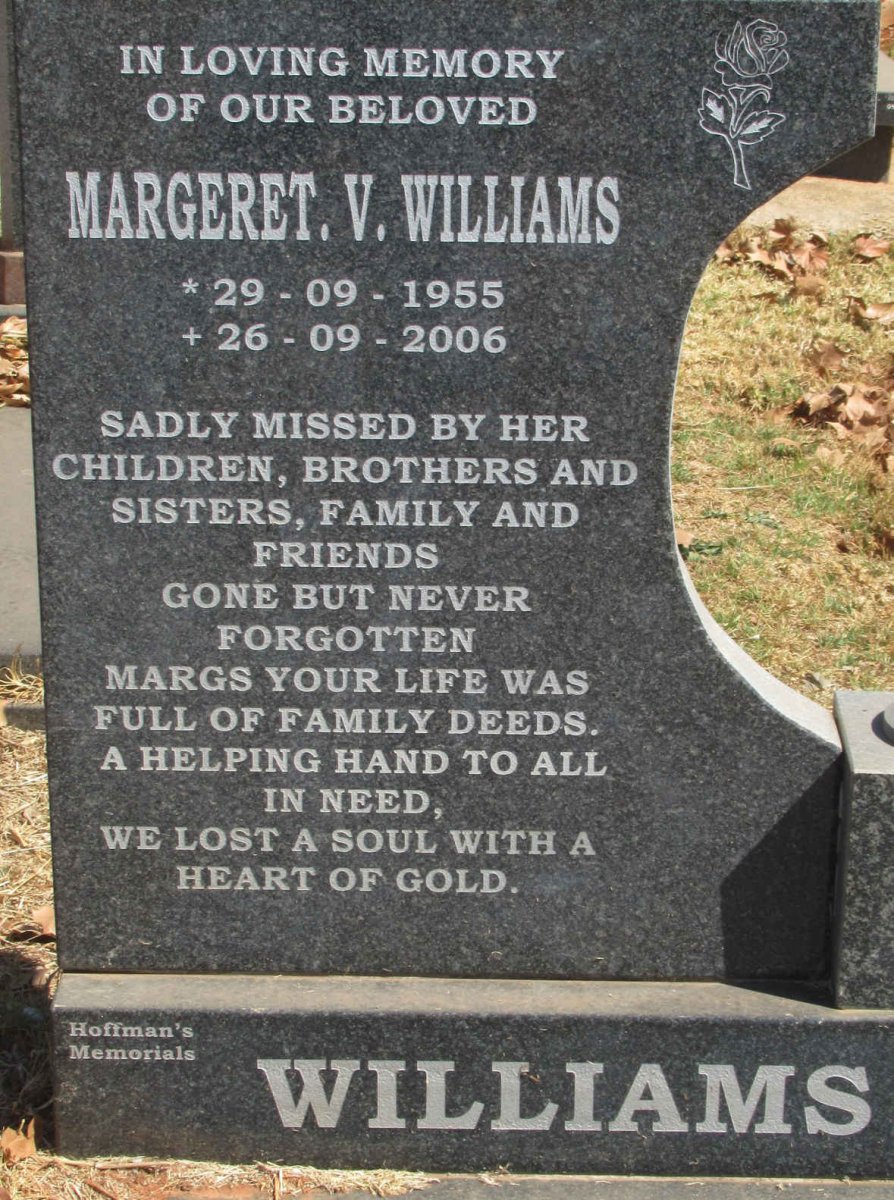 WILLIAMS Margeret V. 1955-2006