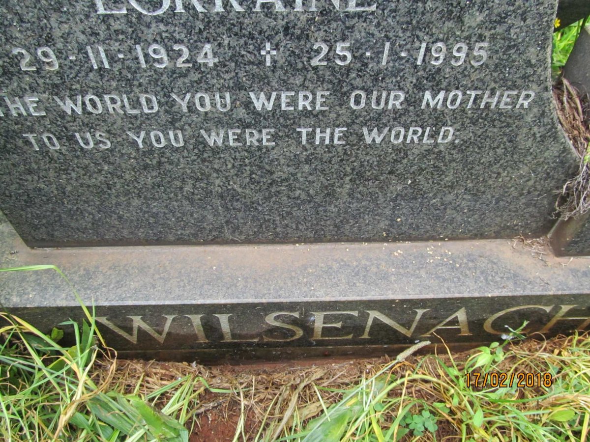 WILSENACH Hendrik 1923-1988 &amp; Lorraine 1924-1995