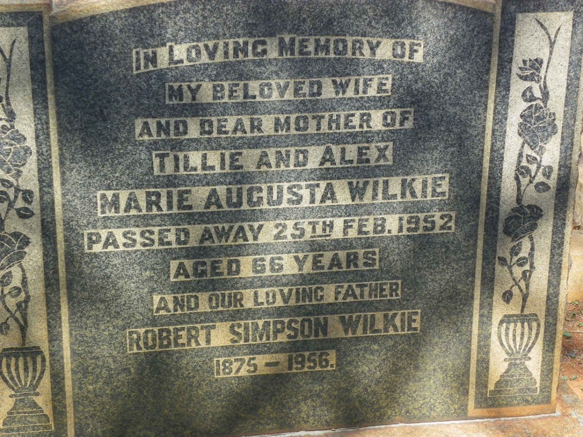 WILKIE Robert Simpson 1875-1956 :: WILKIE Marie Augusta -1952