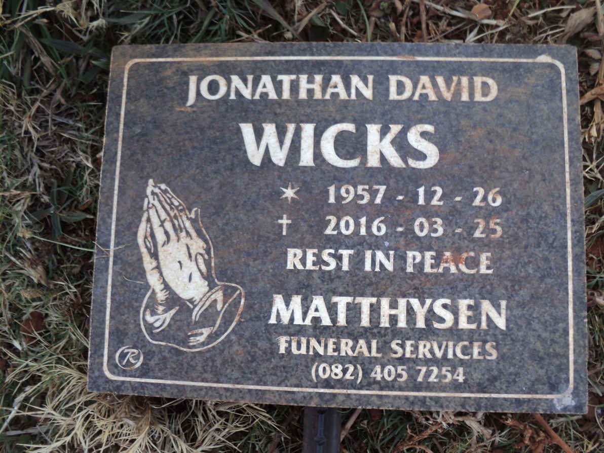 WICKS Jonathan David 1957-2016