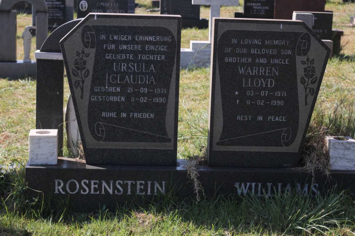 WILLIAMS Warren Lloyd 1971-1990 :: ROSENSTEIN Ursula Claudia 1971-1990