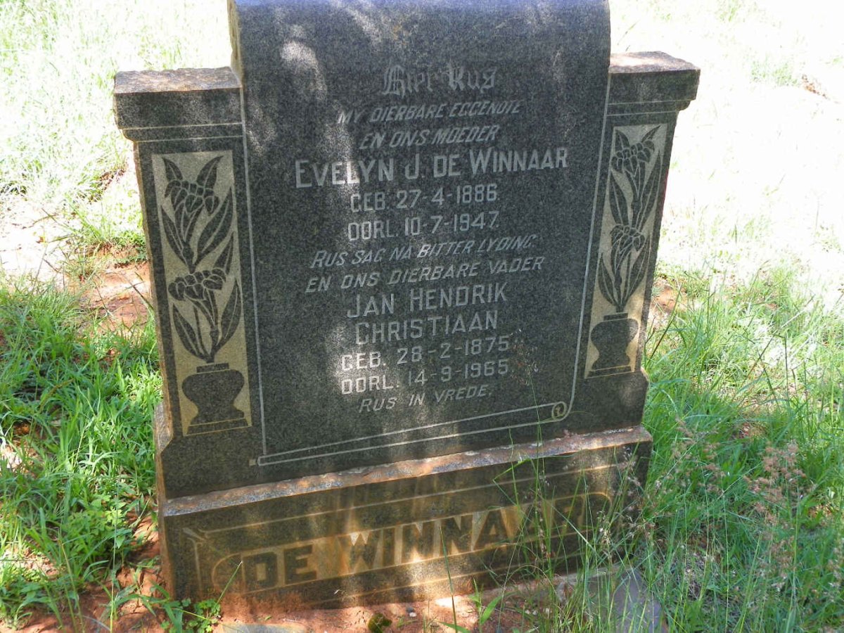 WINNAAR Jan Hendrik Christiaan, de 1875-1965 &amp; Evelyn J. 1886-1947