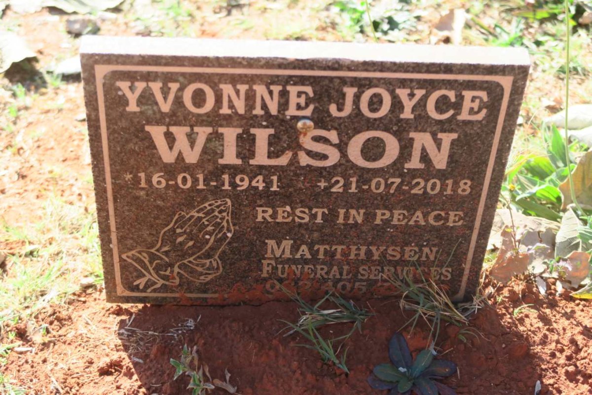 WILSON Yvonne Joyce 1941-2018