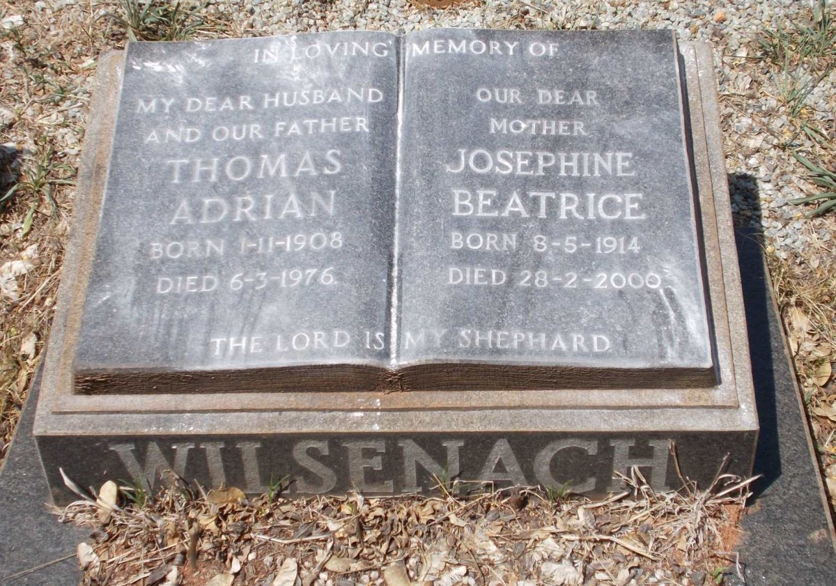 WILSENACH Thomas Adrian 1908-1976 &amp; Josephine Beatrice 1914-2000