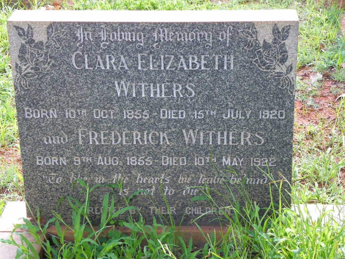 WITHERS Frederick 1855-1922 &amp; Clara Elizabeth 1855-1920 :: McCANN Thomas George 1890-1943 &amp; Clara Elizabeth 1894-1967