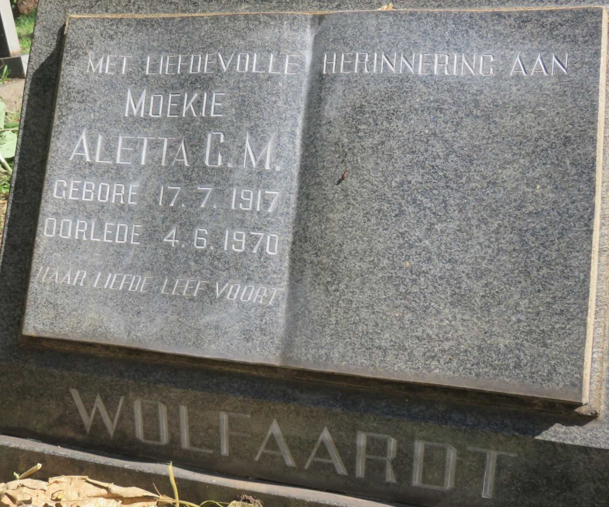 WOLFAARDT Aletta C.M. 1917-1970