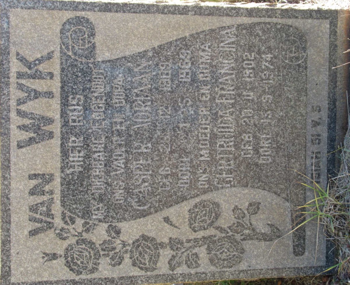 WYK Casper Adriaan, van 1909-1969 &amp; Gertruida Francina 1902-1974