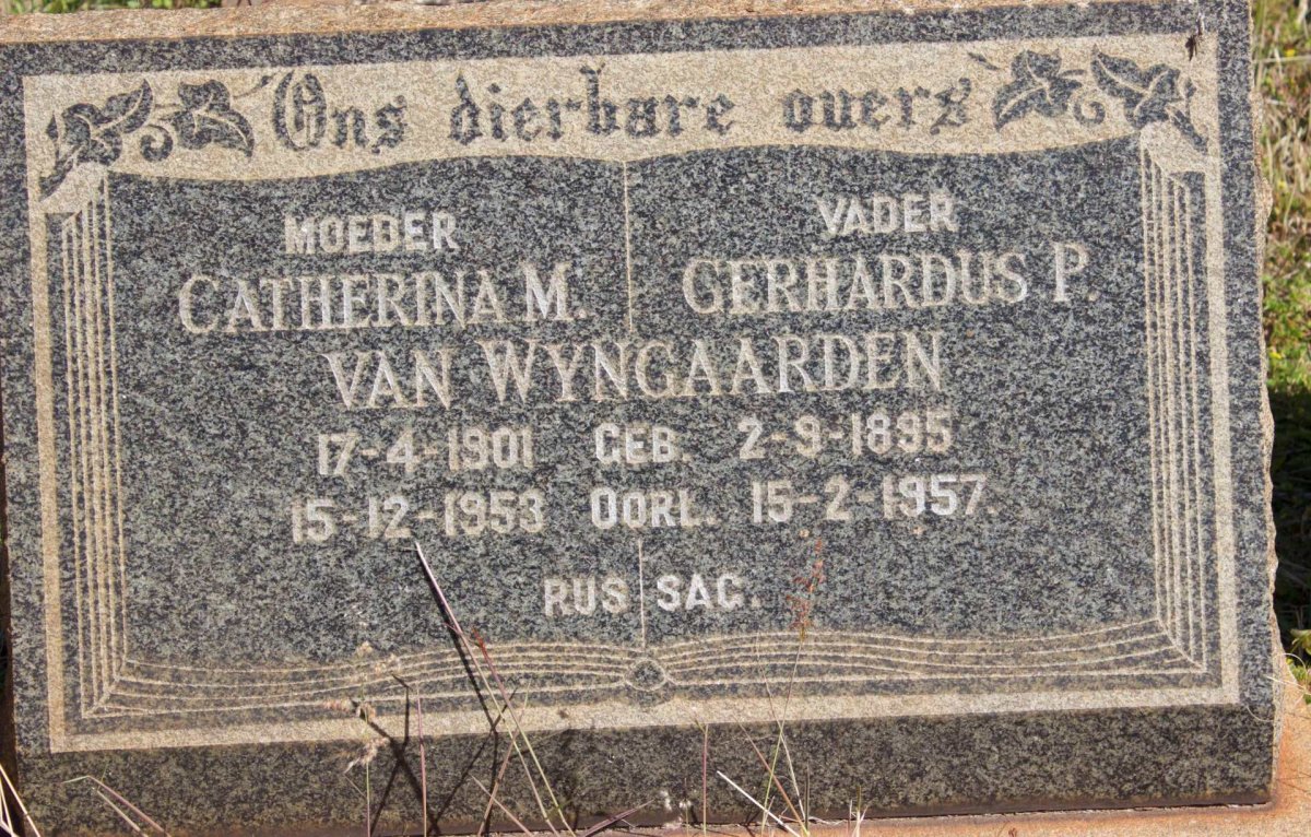 WYNGAARDEN Gerhardus P., van 1895-1957 &amp; Catherina M. 1901-1953