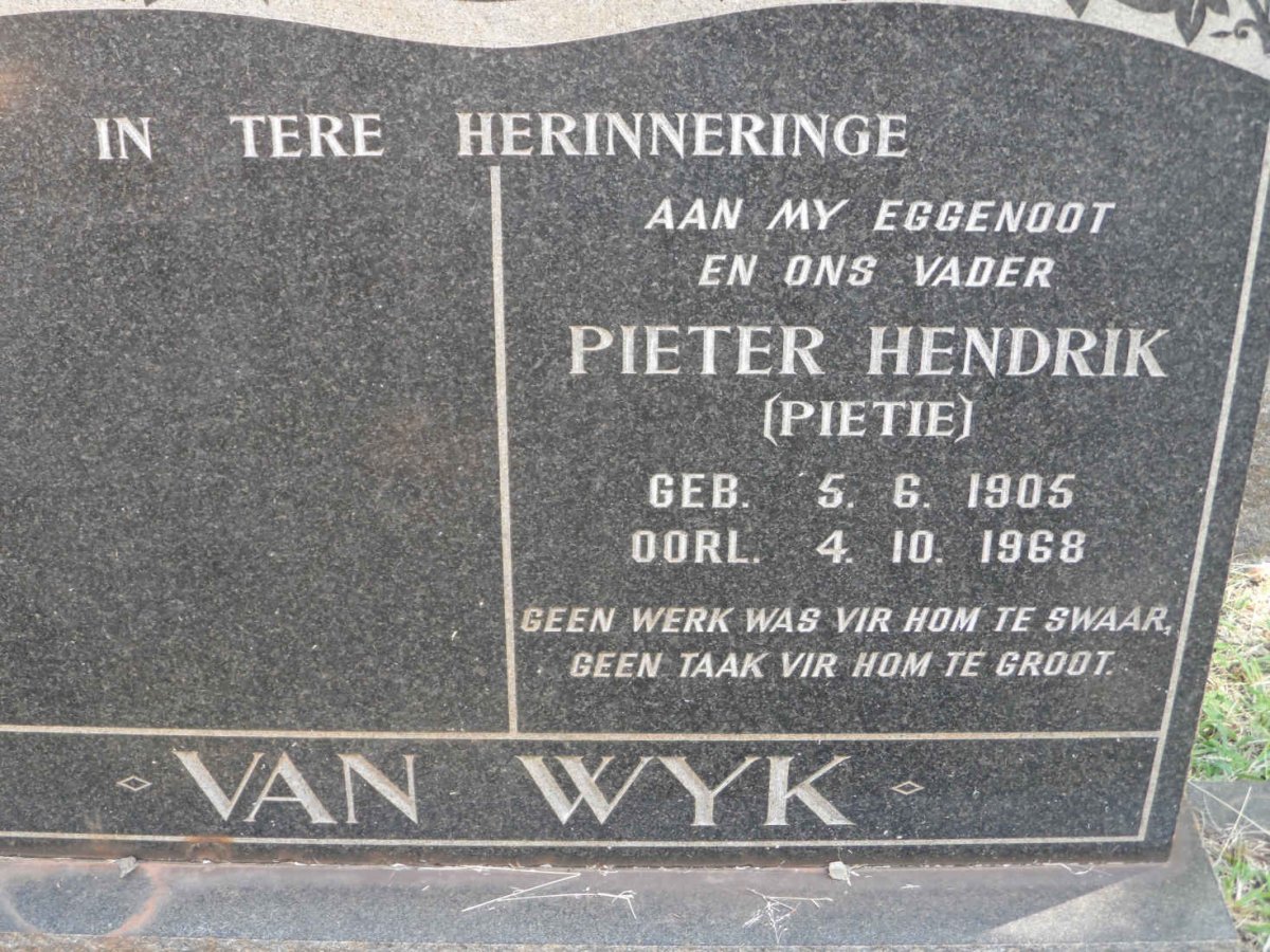 WYK Pieter Hendrik, van 1905-1968