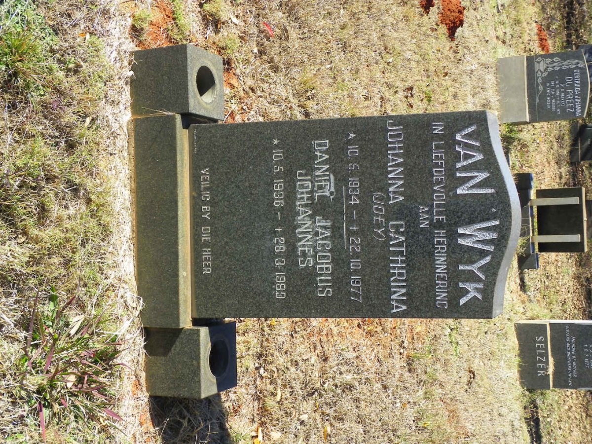 WYK Daniel Jacobus Johannes, van 1936-1989 &amp; Johanna Cathrina 1934-1977