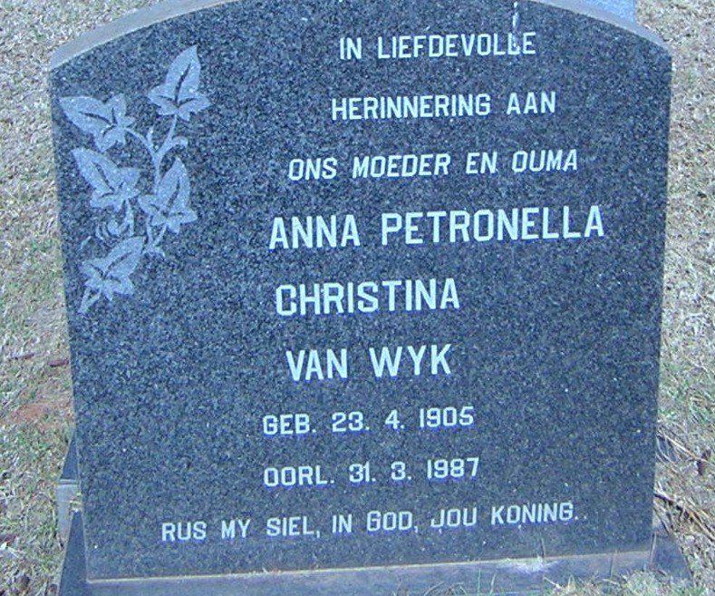 WYK Anna Petronella Christina, van 1905-1987