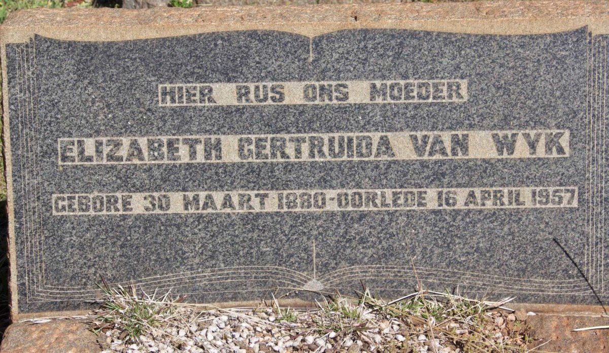 WYK Elizabeth Gertruida, van 1880-1957