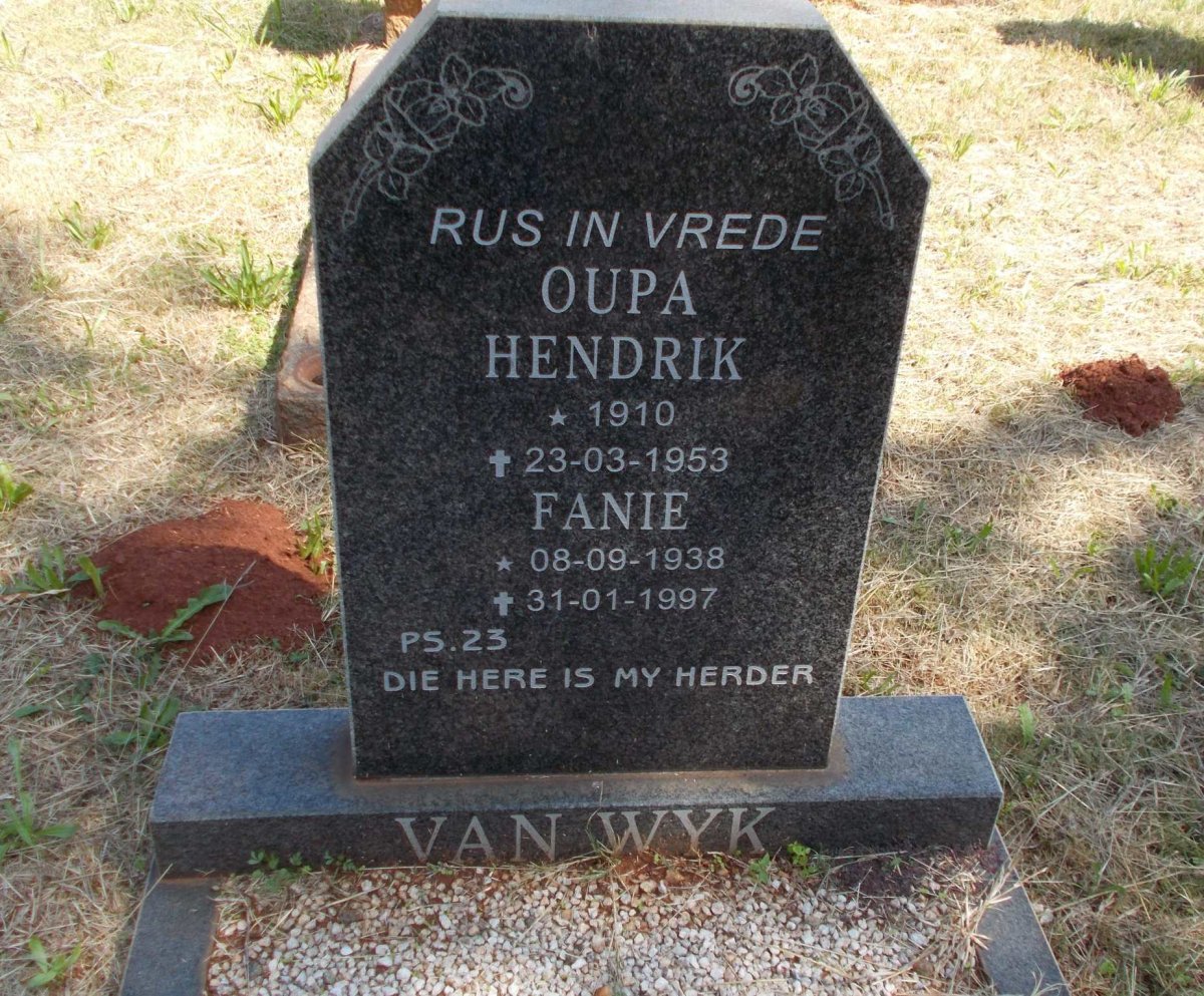 WYK Hendrik, van 1910-1953 :: VAN WYK Fanie 1938-1997