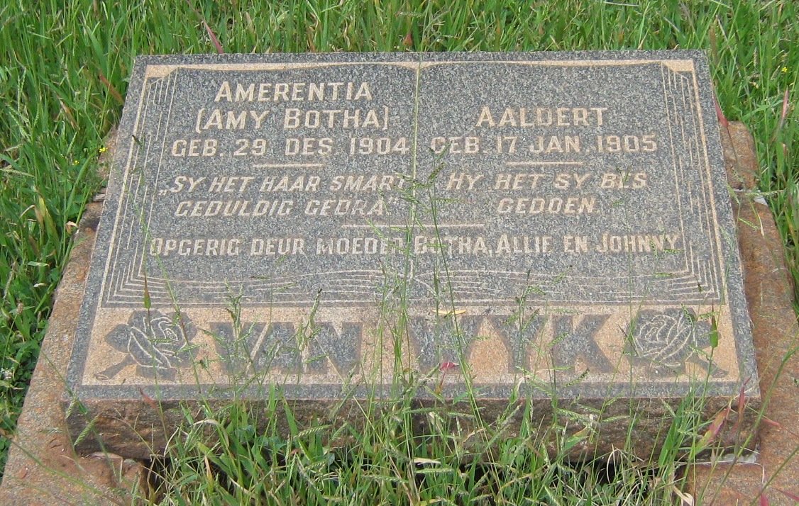 WYK Aaldert, van 1905- &amp; Amerentia BOTHA 1904-