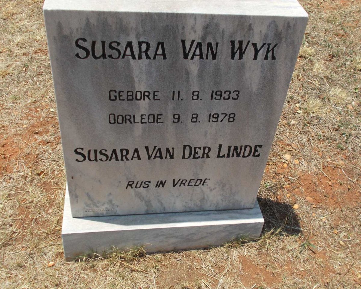 WYK Susara, van nee VAN DER LINDE 1933-1978
