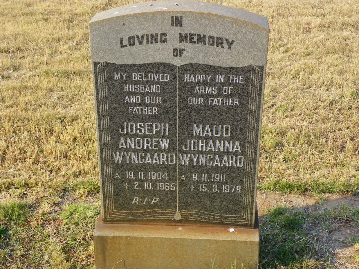 WYNGAARD Joseph Andrew 1904-1965 &amp; Maud Johanna 1911-1979
