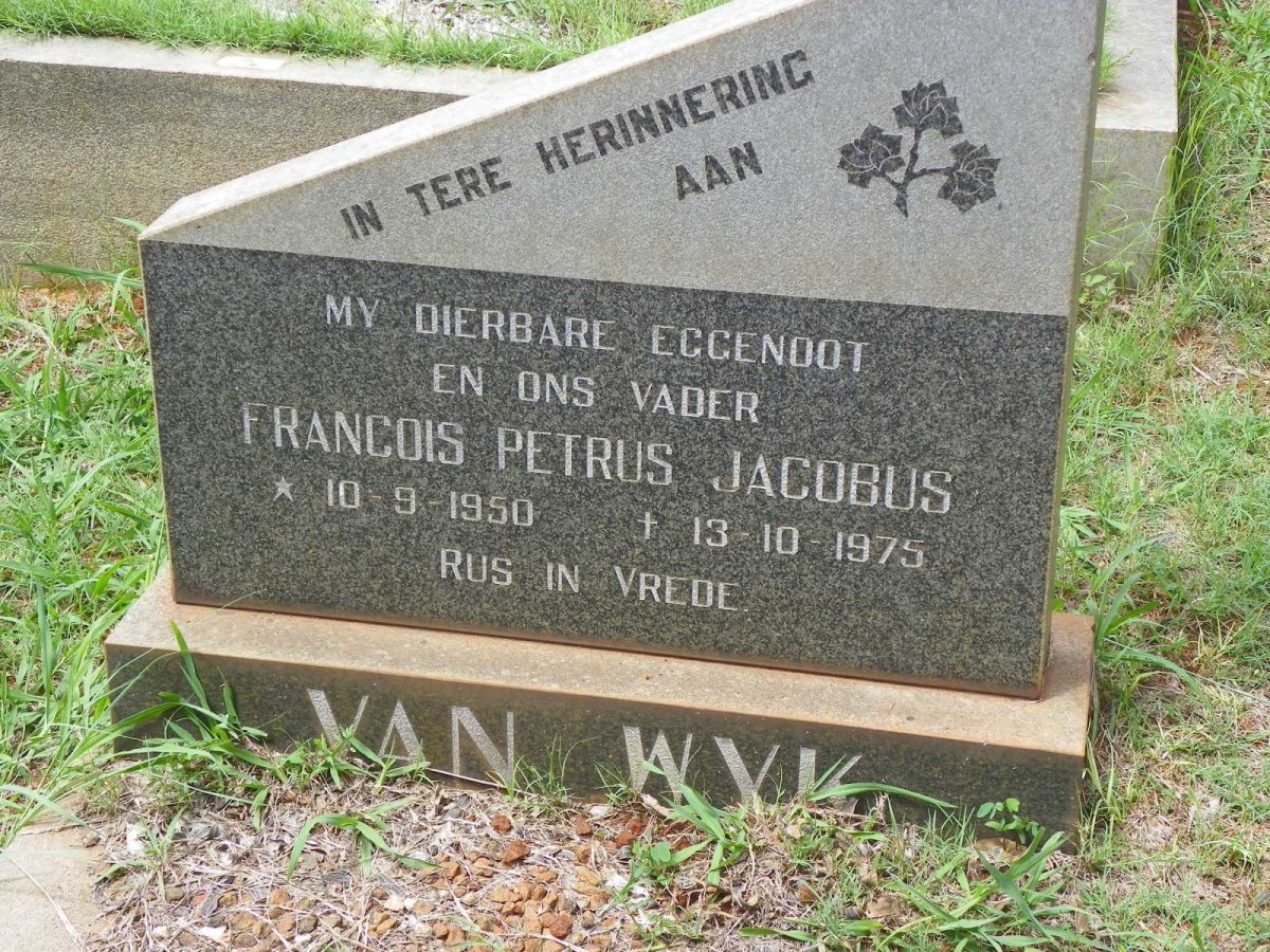 WYK Francois Petrus Jacobus, van 1950-1975