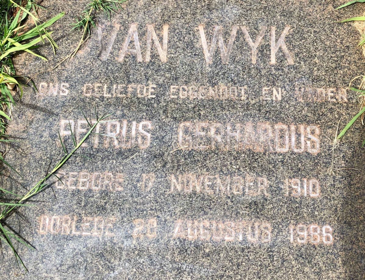 WYK Petrus Gerhardus, van 1910-1986