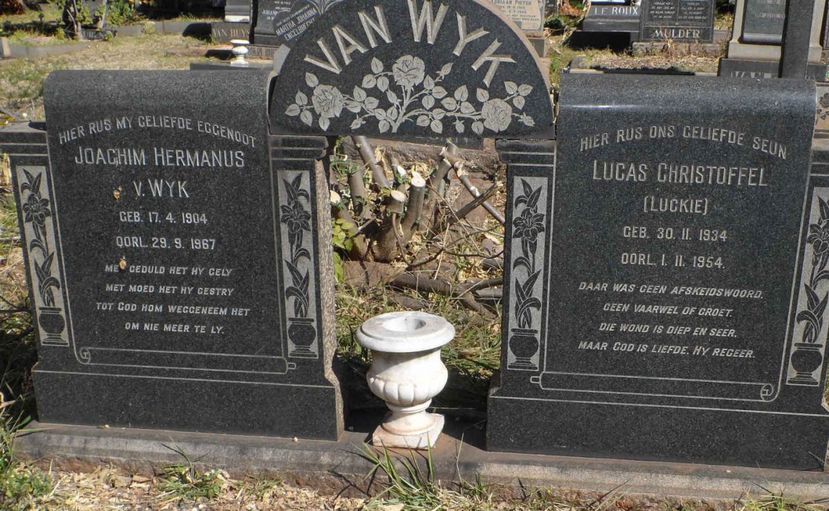 WYK Joachim Hermanus, v. 1904-1967 :: VAN WYK Lucas Christoffel 1934-1954