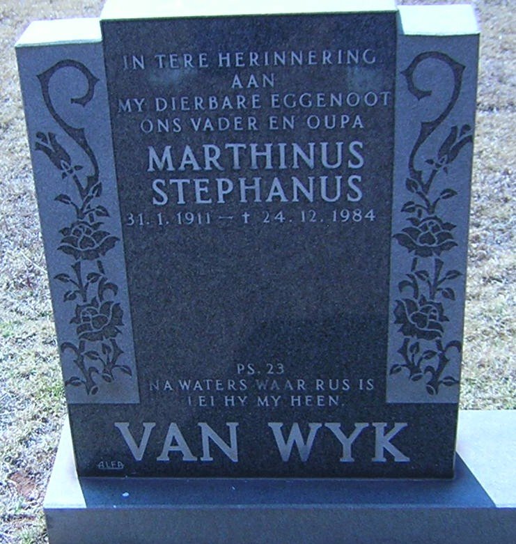WYK Marthinus Stephanus, van 1911-1984