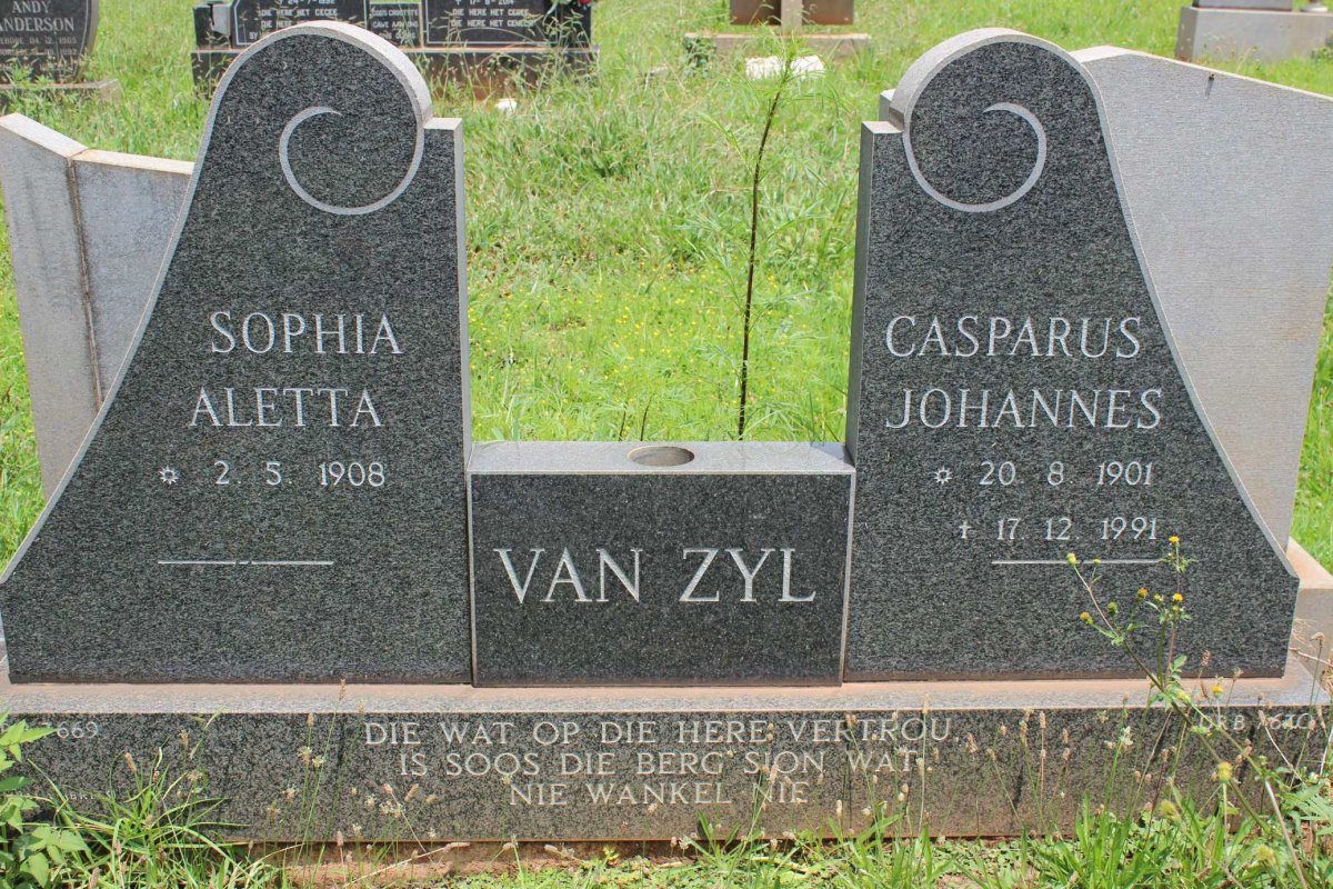 ZYL Casparus Johannes, van 1901-1991 &amp; Sophia Aletta 1908-