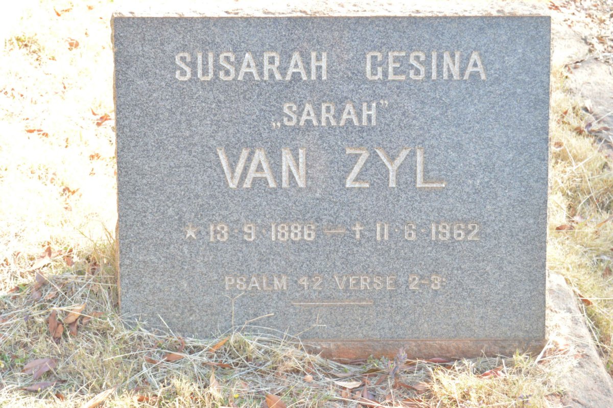 ZYL Susarah Gesina, van 1886-1962