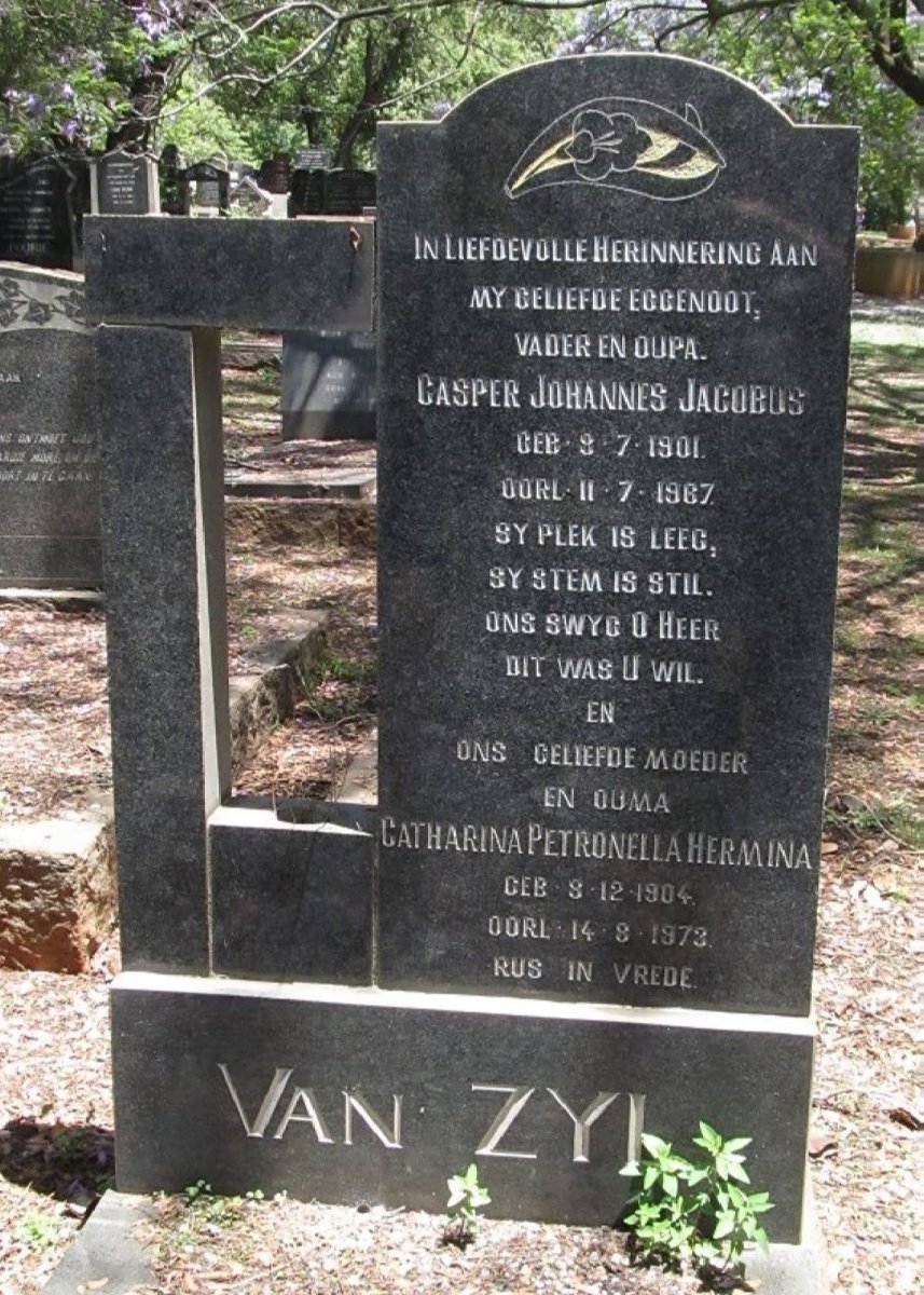ZYL Casper Johannes Jacobus, van 1901-1967 &amp; Catharina Petronella Hermina 1904-1973