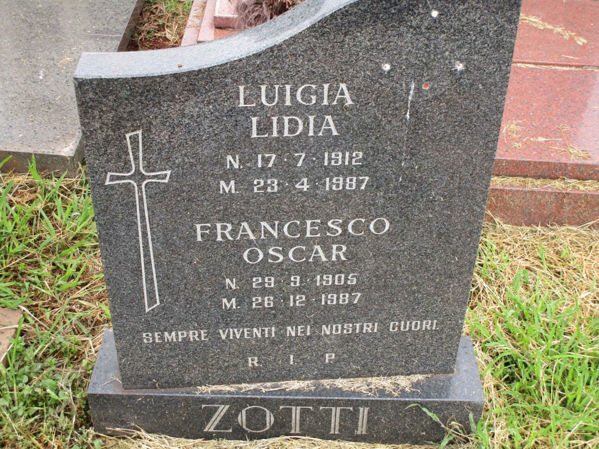 ZOTTI Francesco Oscar 1905-1987 &amp; Luigia Lidia 1912-1987