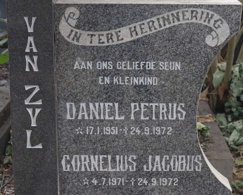 ZYL Daniel Petrus, van 1951-1972 :: VAN ZYL Cornelius Jacobus 1971-1972