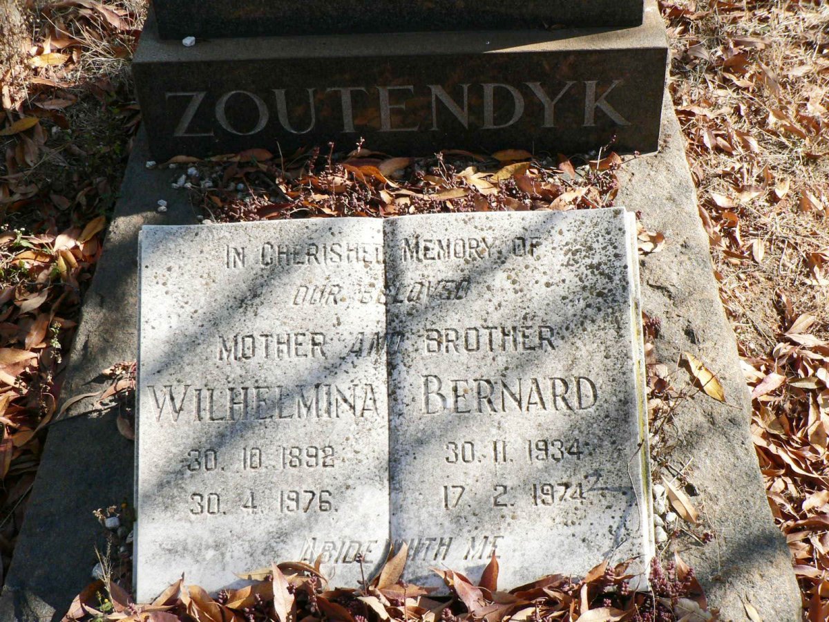 ZOUTENDYK Wilhelmina 1892-1976 :: ZOUTENDYK Bernard 1934-1974