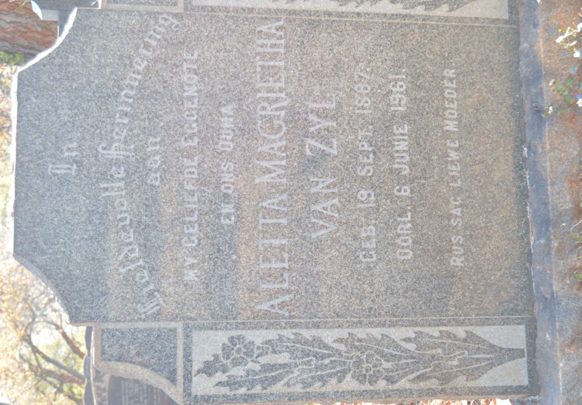 ZYL Aletta Magrietha, van 1897-1961