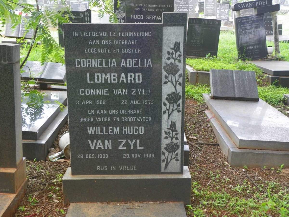 ZYL Willem Hugo, van 1903-1989 &amp; Cornelia Adelia LOMBARD 1902-1975