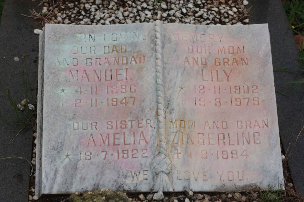 ZINSERLING Amelia 1922-1994 :: ? Manuel 1896-1947 &amp; Lily 1902-1979