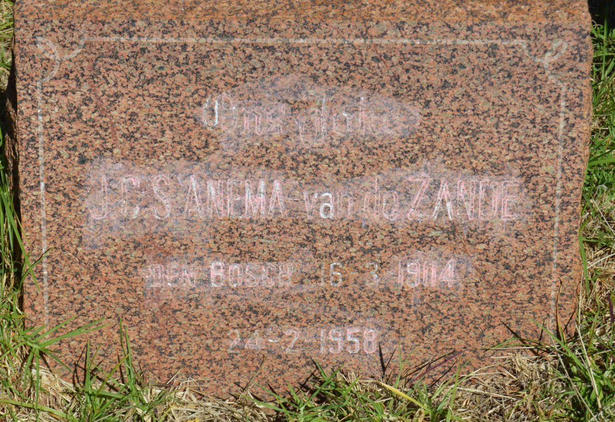 ZANDE J.C.S. Anema, van de 1904-1958