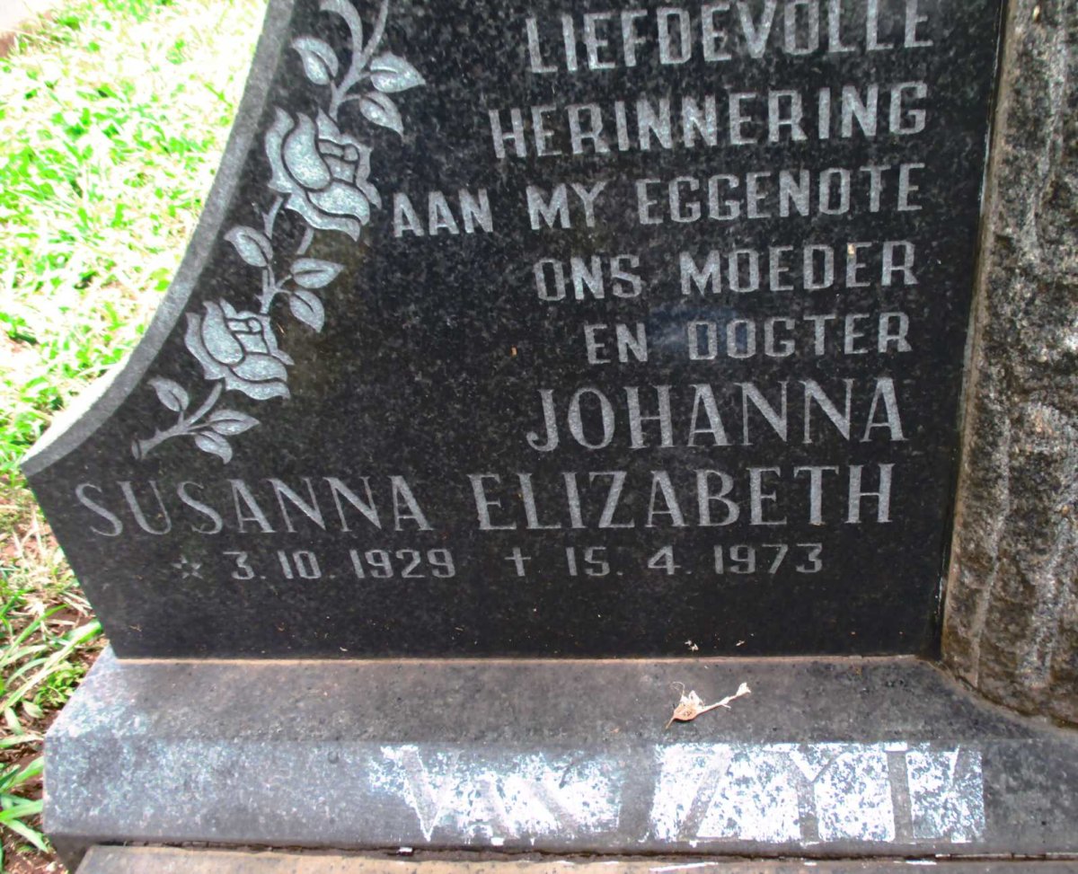ZYL Johanna Susanna Elizabeth, van 1929-1973